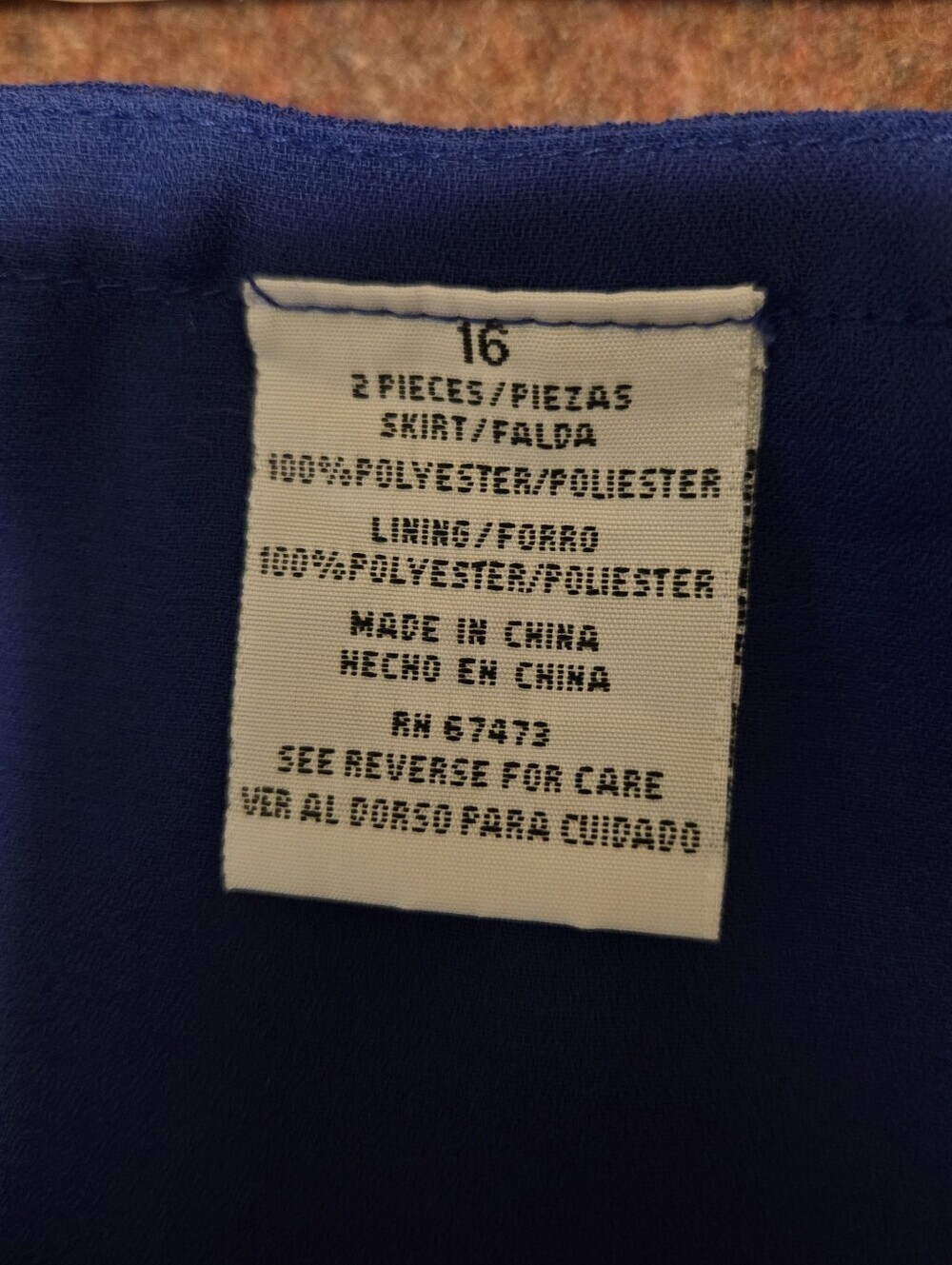 Royal Blue Skirt Missing Brand Tag Pleated Hem Size 16 Very Good Quality Lined - Picture 5 of 8